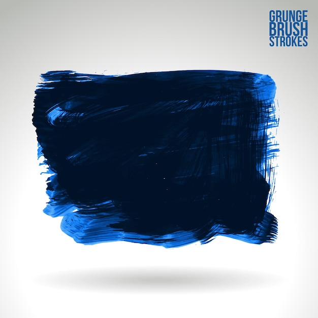 Niebieski Pociągnięcie Pędzla I Tekstura Grunge Wektor Abstrakcyjny Ręcznie Malowany Element
