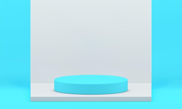 Niebieski podium 3d platforma reklamowa do prezentacji produktu podstawa geometryczna wektor realistyczny