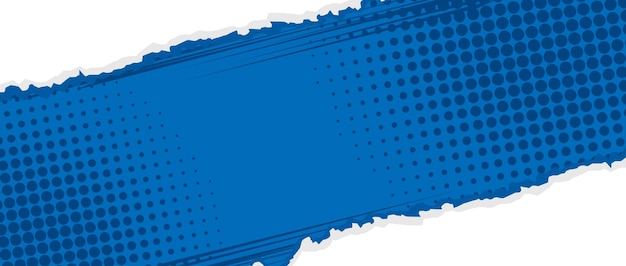 Plik wektorowy niebieski pop art komiksowy tło z efektem rozerwanego papieru i kropka półtonowa ilustracja wektorowa kreskówki