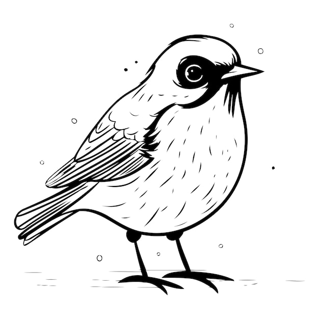 Plik wektorowy niebieski ptak izolowany na białym tle ręcznie narysowana ilustracja wektorowa w stylu kreskówki