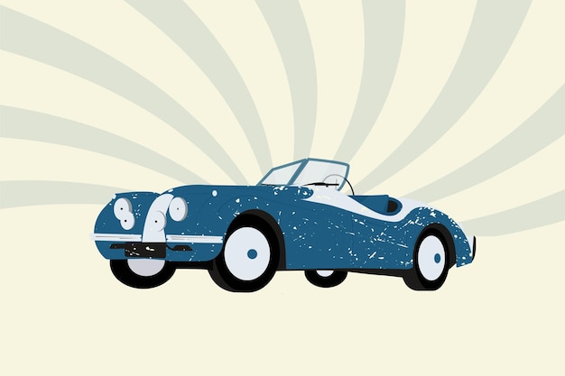 Niebieski Samochód Retro W Stylu Vintage
