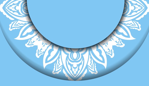 Niebieski Szablon Transparentu Z Luksusowym Białym Ornamentem Do Projektowania Logo