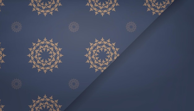 Niebieski Szablon Transparentu Z Luksusowymi Brązowymi Ornamentami I Miejscem Na Tekst