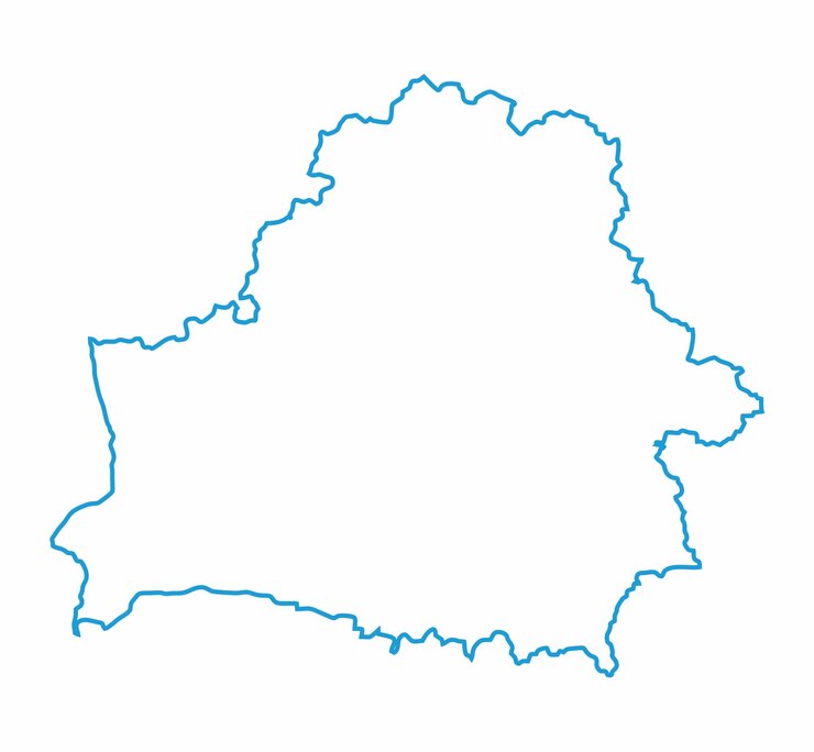 Wektor niebieski zarys republiki białorusi z regionami