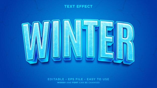 Plik wektorowy niebieski zimowy edytowalny efekt tekstowy 3d