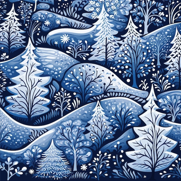 Niebieski Zimowy Kolor Doodle Bez Szwu Wzorów Projekt Ilustracji Wektorowych