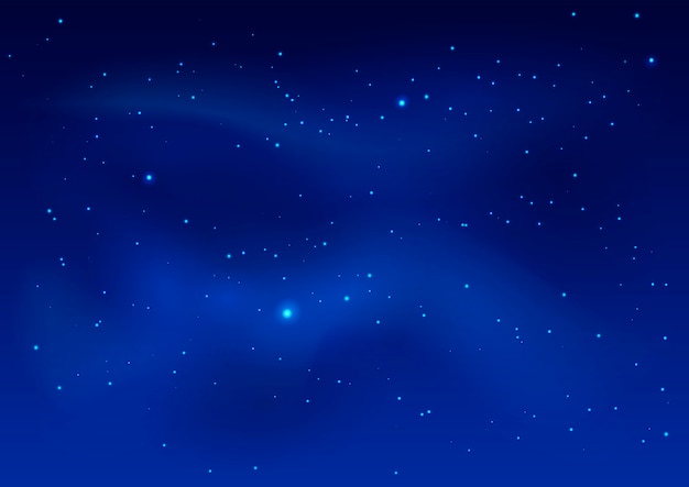 Niebieskie ciemne nocne niebo i gwiazdy