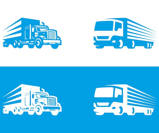 Niebieskie i białe projekty ciężarówek do transportu i logistyki
