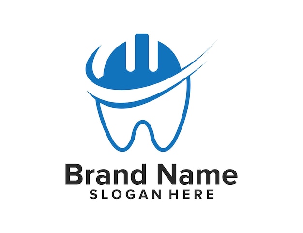 Niebieskie logo z kaskiem i zębem