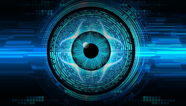 Niebieskie Oko Cyber Obwodu Technologii Pojęcia Przyszłościowy Tło