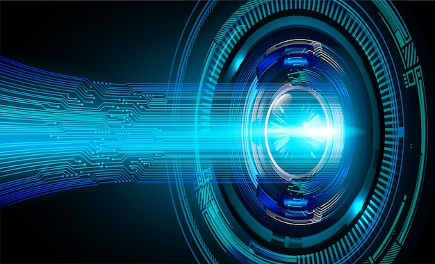 Niebieskie Oko Cyber Obwodu Technologii Pojęcia Przyszłościowy Tło