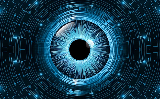 Niebieskie oko obwód cyber przyszłości koncepcja technologii