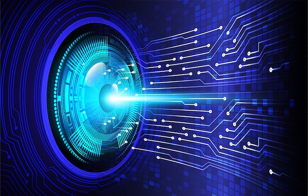 Niebieskie oko obwodu deski cyber przyszłości technologia