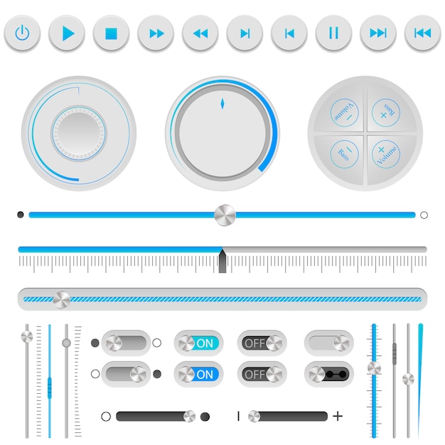 Plik wektorowy niebieskie przyciski i przełączniki