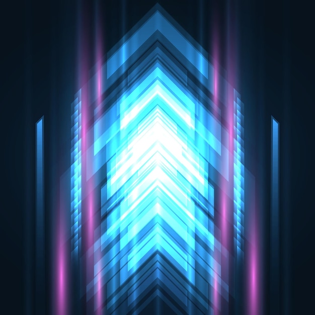 Niebieskie strzałki szybki ruch futurystyczny abstrakcyjny koncepcja technologia tło Dynamiczny ruch hi tech cyfrowe niebieskie strzałki i kolorowe paski ilustracja wektorowa
