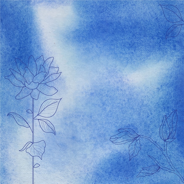 Plik wektorowy niebieskie tło akwarela tekstury z ręcznie rysowane kwiat