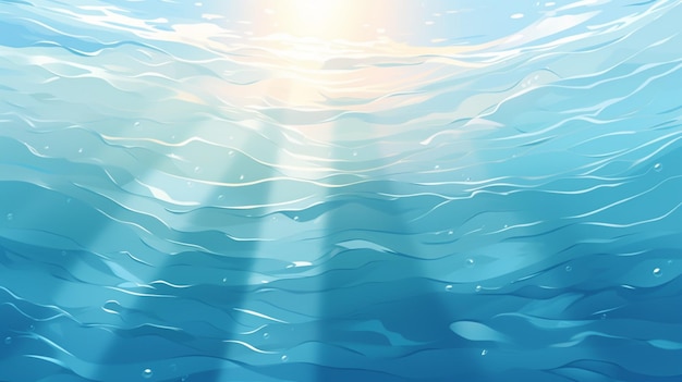 Plik wektorowy niebieskie tło wodne z świecącym na nim słońcem