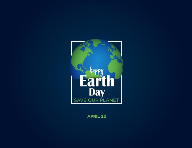 Niebieskie tło z napisem Happy Earth Day
