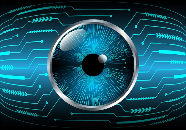 Plik wektorowy niebieskiego oka cyber obwodu technologii pojęcia przyszłościowy tło