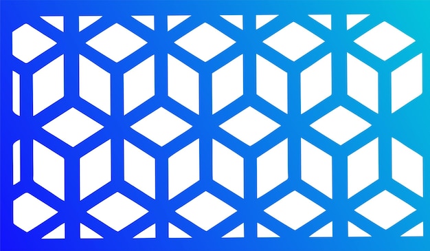 Niebiesko-biały wzór z sześciokątnym wzorem.