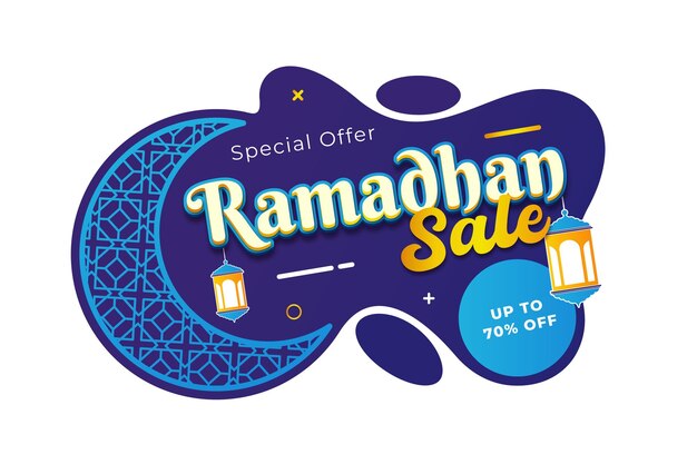 Niebiesko-fioletowy sztandar na specjalną ofertę sprzedaży ramadanu
