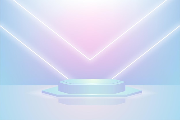 Niebiesko-różowe podium wyświetlacza produktu z białym światłem