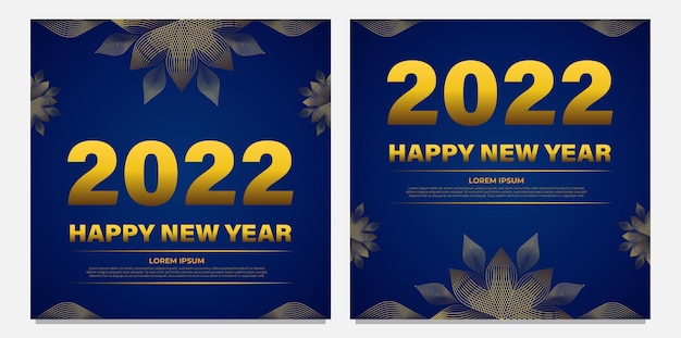 Niebiesko-złoty Szablon Postu Z Okazji Nowego Roku W Mediach Społecznościowych