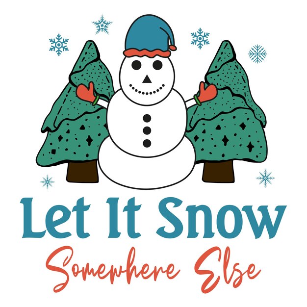 Niech pada śnieg gdzie indziej dzięki świątecznej lampce choinkowej i świątecznemu projektowi Ice Man Christmas Retro
