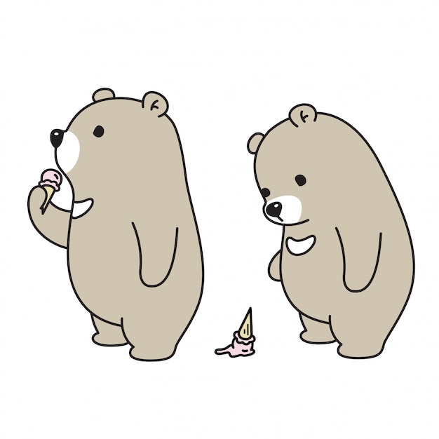Niedźwiadkowa wektorowa niedźwiadkowa lody kreskówka