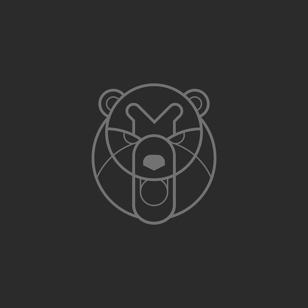 Niedźwiedź głowa streszczenie wektor logo Bestia z dzikiego lasu o surowym wyglądzie i niezadowolona z nieproszonych gości