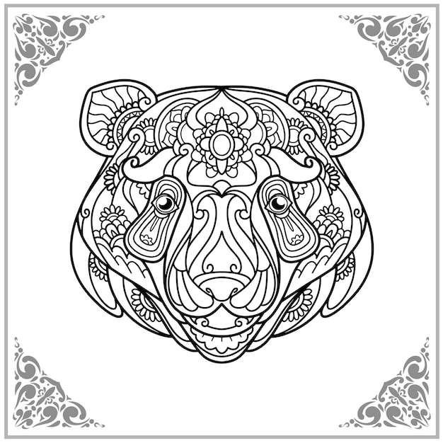 Plik wektorowy niedźwiedź grizzly zentangle sztuki na białym tle