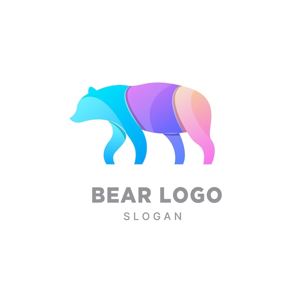 Niedźwiedź Logo Projekt Gradient Kolorowy Szablon Słodki Miś Panda