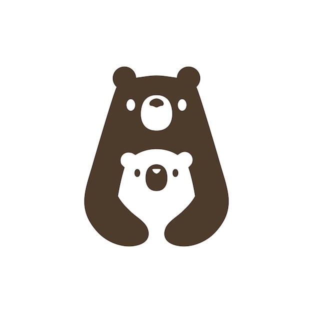 Niedźwiedź Mama I Syn Cub Logo Ikona Ilustracja