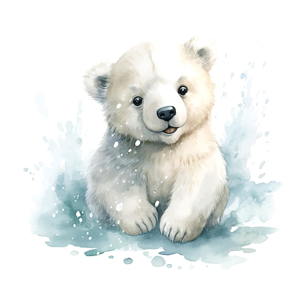 niedźwiedź polarny akwarel książka dla dzieci styl ilustracji na białym tle
