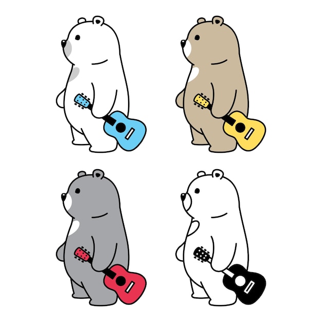 Niedźwiedź Polarny Grać Na Gitarze