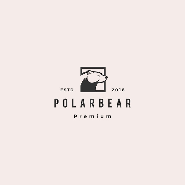 Niedźwiedź Polarny Logo Hipster Retro Vintage