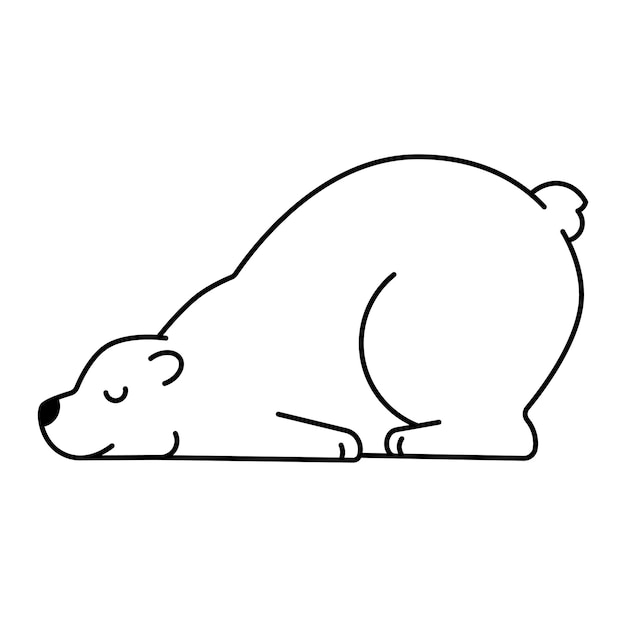 Niedźwiedź Polarny śpi Zwierzę śpi Niedźwiedź Leżący Głową W Dół Rysunek Konspektu