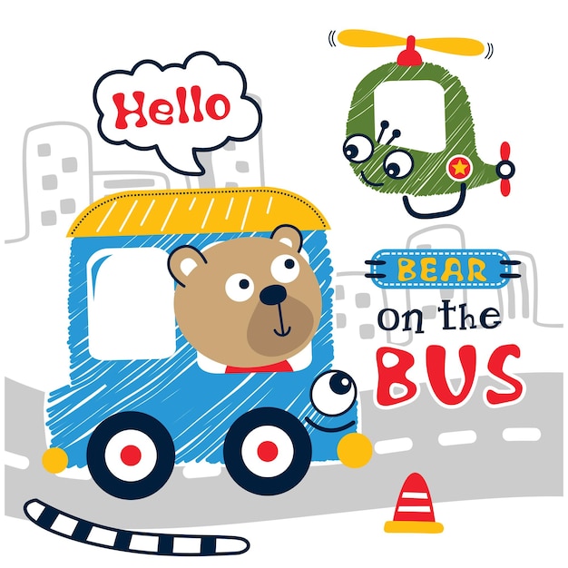Niedźwiedź W Autobusie Zabawna Kreskówka Zwierzęca