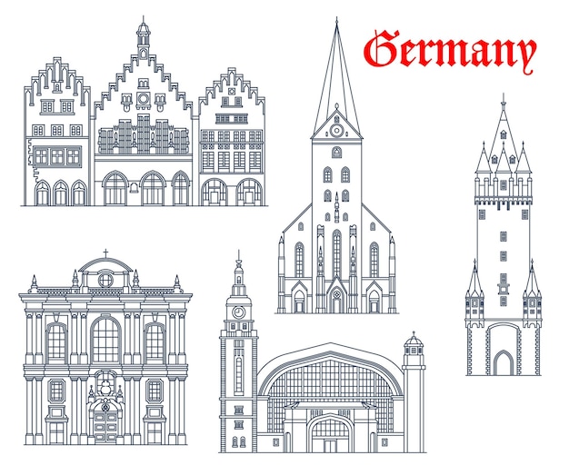 Plik wektorowy niemcy architektura frankfurt hamburg monachium