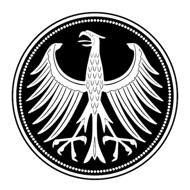 Niemiecka Moneta Z Orłem 5 Znaków Logo Model 3 Ręcznie Robiona Czarna Sylwetka