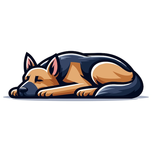 Niemiecki Pasterz Pełnomocny Ilustracja Wektorowa śpiący Pies Rodzina Służba Wyszukiwania Pomocy Dla Zwierząt Domowych