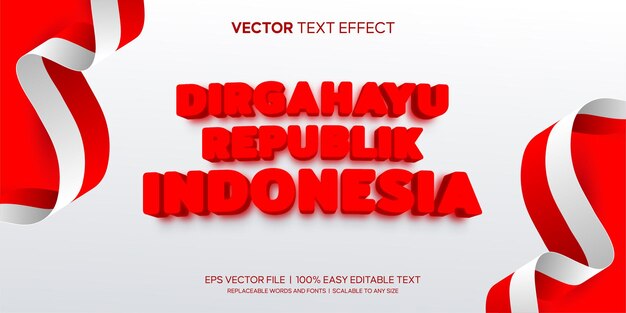 Niepodległość Indonezji 17 sierpnia edytowalny efekt tekstowy