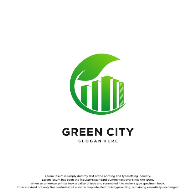 Nieruchomość Z Projektowaniem Logo Green City Leaf.