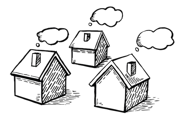 Plik wektorowy nieruchomości decyzji house rysowane ilustracji