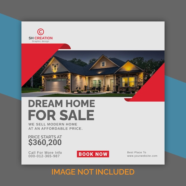 Plik wektorowy nieruchomości dom na sprzedaż elegancki dom unikalna koncepcja szablon banera w mediach społecznościowych na instagram