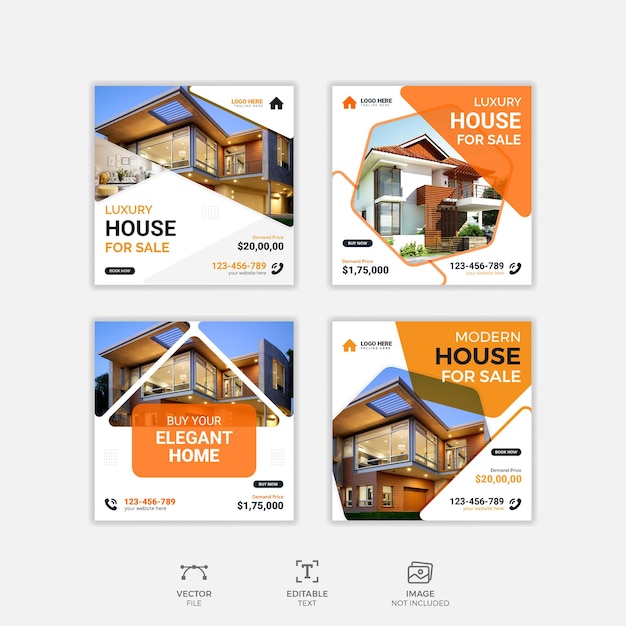 Nieruchomości W Mediach Społecznościowych Szablon Wektora Projektu