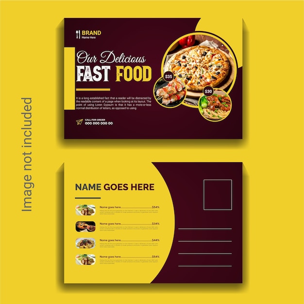 Niesamowita restauracja Fast Food Service pocztówka szablon projektu