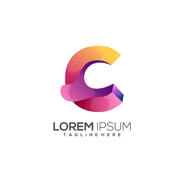 Niesamowite streszczenie kolorowe logo litery c
