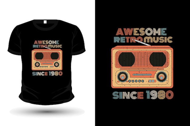 Niesamowity Retro Muzyka Merchandise Sylwetka T-shirt W Stylu Retro