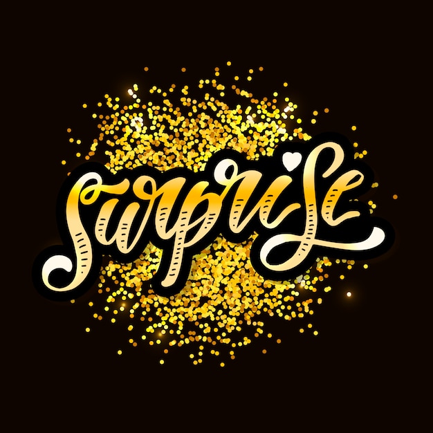 Niespodzianka napis Szczotka kaligraficzna Tekst Holiday Sticker Gold Christmas